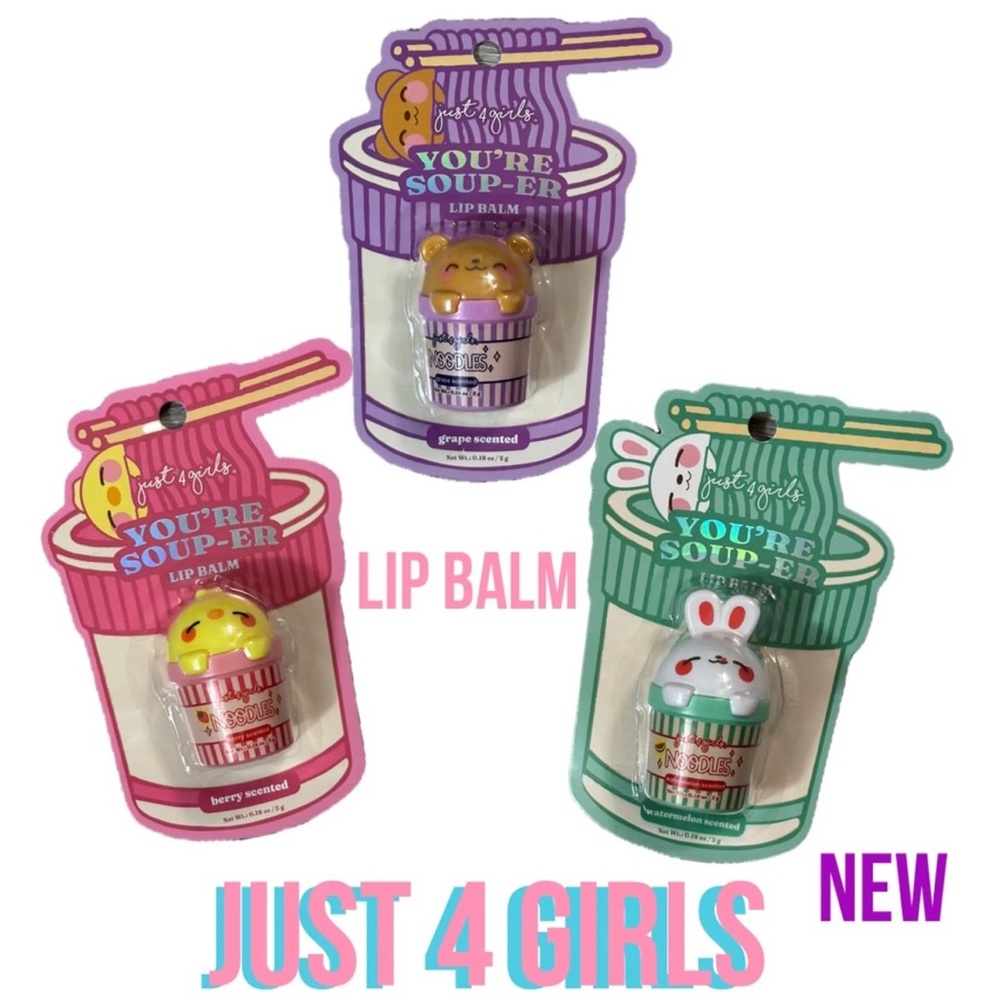 Lip Balm Noodle Set - Purple, Pink, Green